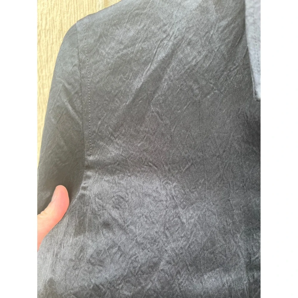 COS Black Acetate Crushed Texture Button Down Shirt‎ Womens Size 2 Minimalist - Picture 4 of 7